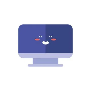 Desktop computer display kawaii comic character Stock Illustration