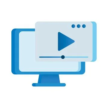 Desktop computer display with media player interface Stock Illustration