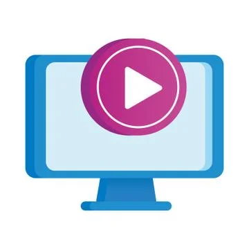 Desktop computer display with media player interface Stock Illustration