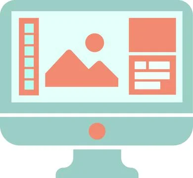 Desktop computer display photo editor software icon Stock Illustration
