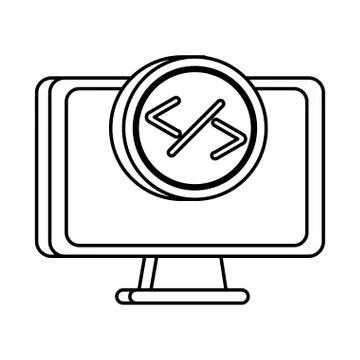 Desktop computer display with program button Stockillustratie