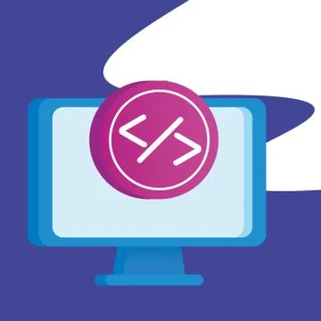 Desktop computer display with program button イラスト素材