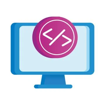 Desktop computer display with program button Illustrazione stock