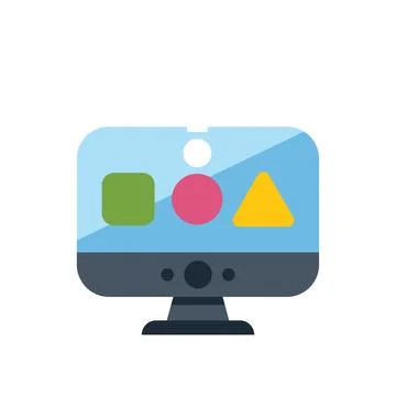 Desktop computer displaying abstract shapes icon illustration イラスト素材