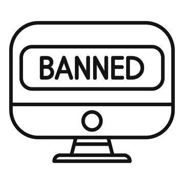 Desktop computer displaying banned message icon 스톡 일러스트