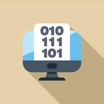 Desktop computer displaying binary code representing data Stock-Illustration