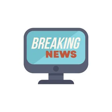 Desktop computer displaying breaking news on screen Stock Illustration