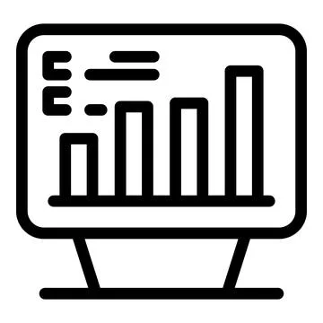 Desktop computer displaying business graph with growing bars for data analysis Illustrazione stock