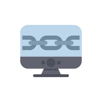 Desktop computer displaying chain links symbolizing secure connection Stock Illustration