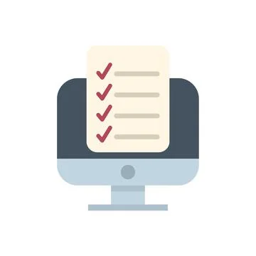 Desktop computer displaying checklist for online survey Stock Illustration