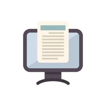 Desktop computer displaying electronic document for online reading 스톡 일러스트