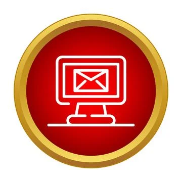 Desktop computer displaying email message icon Illustrazione stock