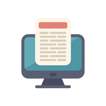 Desktop computer displaying important document for online communication Stock Illustration