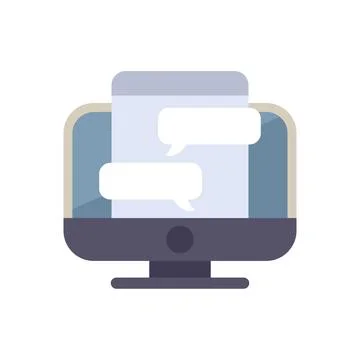 Desktop computer displaying instant messaging application with speech bubbles Stock Illustration