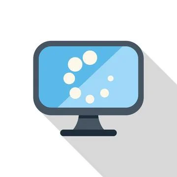 Desktop computer displaying loading status with rotating circles animation Stock Illustration