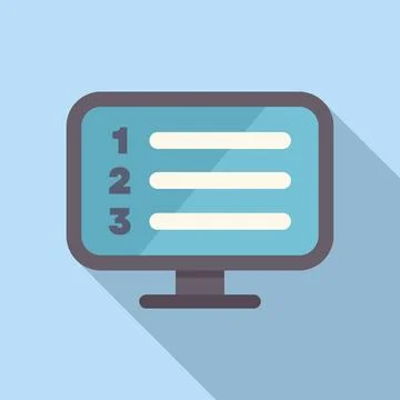 Desktop computer displaying numbered list for online survey Stock Illustration