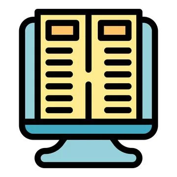 Desktop computer displaying online newspaper for digital news consumption Stock Illustration