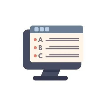 Desktop computer displaying online survey for market research Stock Illustration