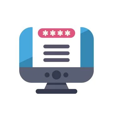 Desktop computer displaying password protected login screen Stock Illustration