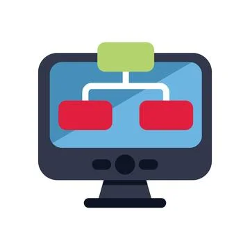 Desktop computer displaying site map for website software development Stock Illustration