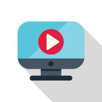 Desktop computer displaying streaming video player interface Illustrazione stock