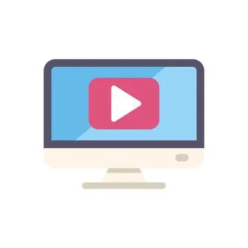 Desktop computer displaying streaming video player interface 스톡 일러스트