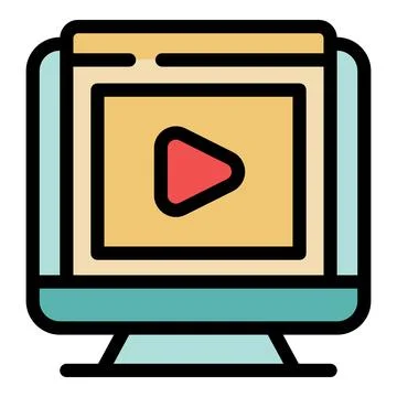Desktop computer displaying streaming video player interface Stock Illustration
