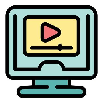 Desktop computer displaying video streaming platform interface Illustrazione stock