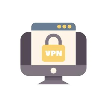 Desktop computer displaying vpn protected connection through secure network Stock Illustration