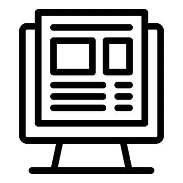 Desktop computer displaying website homepage layout design icon Stock Illustration