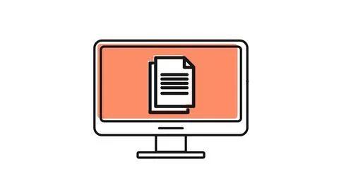 Desktop computer document and text file icon Illustrazione stock