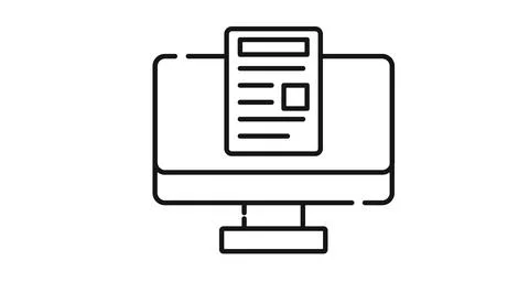 Desktop computer with document file Stock Illustration