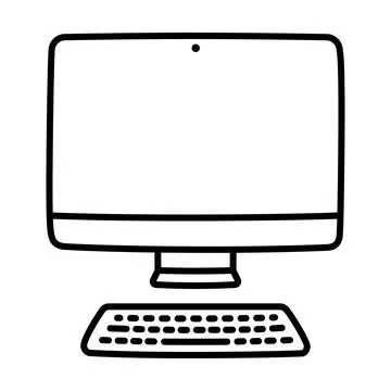 Desktop computer doodle icon drawing Illustrazione stock