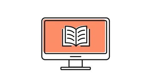 Desktop computer with e-book icon Stock Illustration