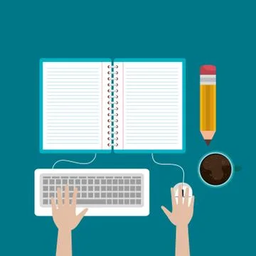 Desktop computer with easy e-learning 库存插图