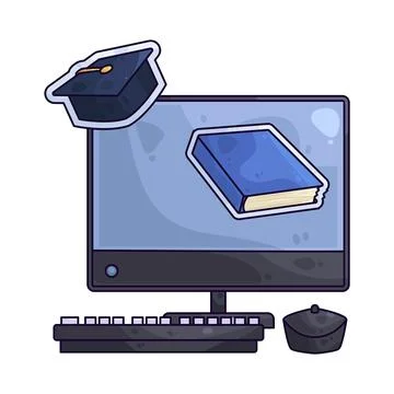 Desktop computer education illustration Stock Illustration