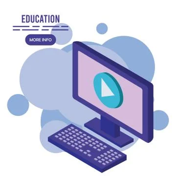 Desktop computer education online tech イラスト素材
