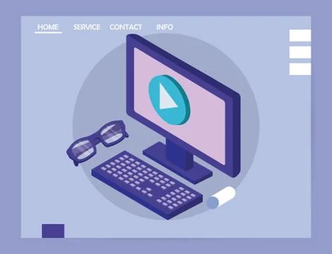 Desktop computer education online tech Illustrazione stock