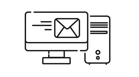 Desktop computer  with email envelope symbol on screen Ilustração Stock