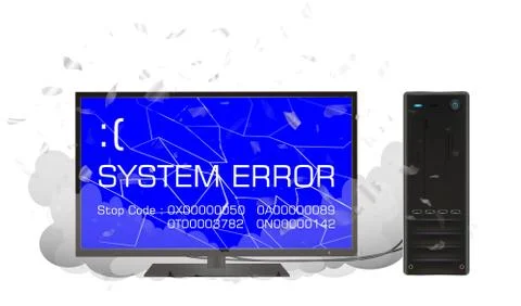 Desktop computer with error screen Stock Illustration