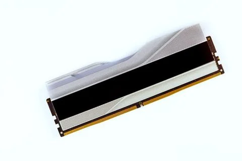 Desktop computer features cutting edge 288-Pin SDRAM DDR5 memory modules against Stock Photos
