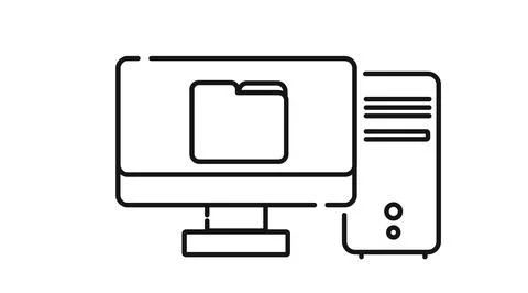 Desktop computer with file folder symbol Stock Illustration
