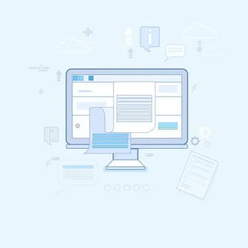 Desktop Computer Finance Web Page Digital Application Illustrazione stock