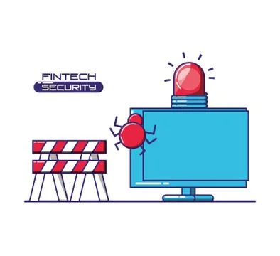 Desktop computer with financial technology security Stock Illustration