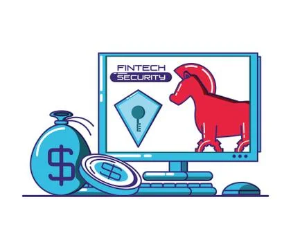 Desktop computer with financial technology security Ilustración de archivo