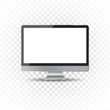 Desktop computer flat icon. Realistic vector illustration Stock Illustration