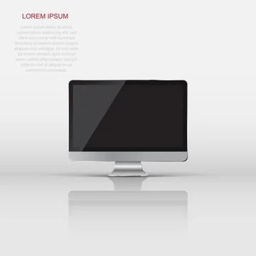 Desktop computer flat icon. Realistic vector illustration Illustrazione stock
