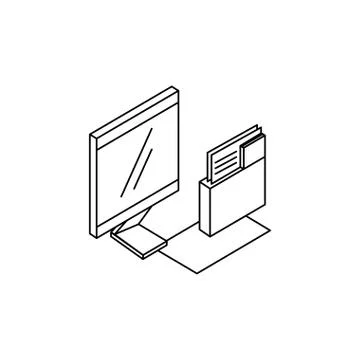 Desktop computer with folders documents Illustrazione stock