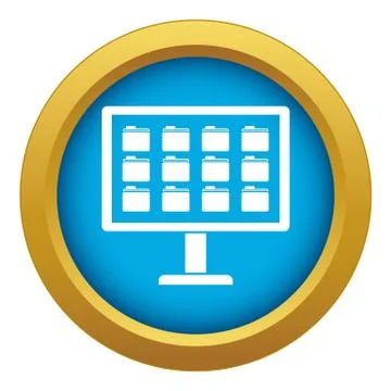 Desktop of computer with folders icon blue vector isolated 스톡 일러스트
