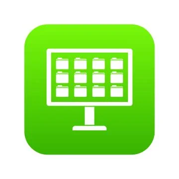 Desktop of computer with folders icon digital green Illustrazione stock